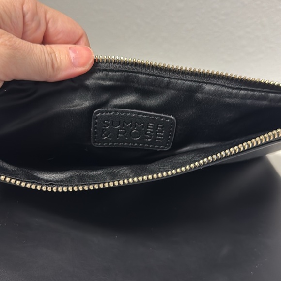 Summer & Rose Black vegan Leather Clutch with Gold Zipper - Picture 4 of 4